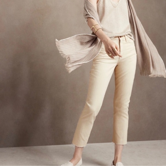 Banana Republic High Rise Straight Ankle Raw Hem Premium Denim Jeans 31 - Picture 1 of 9